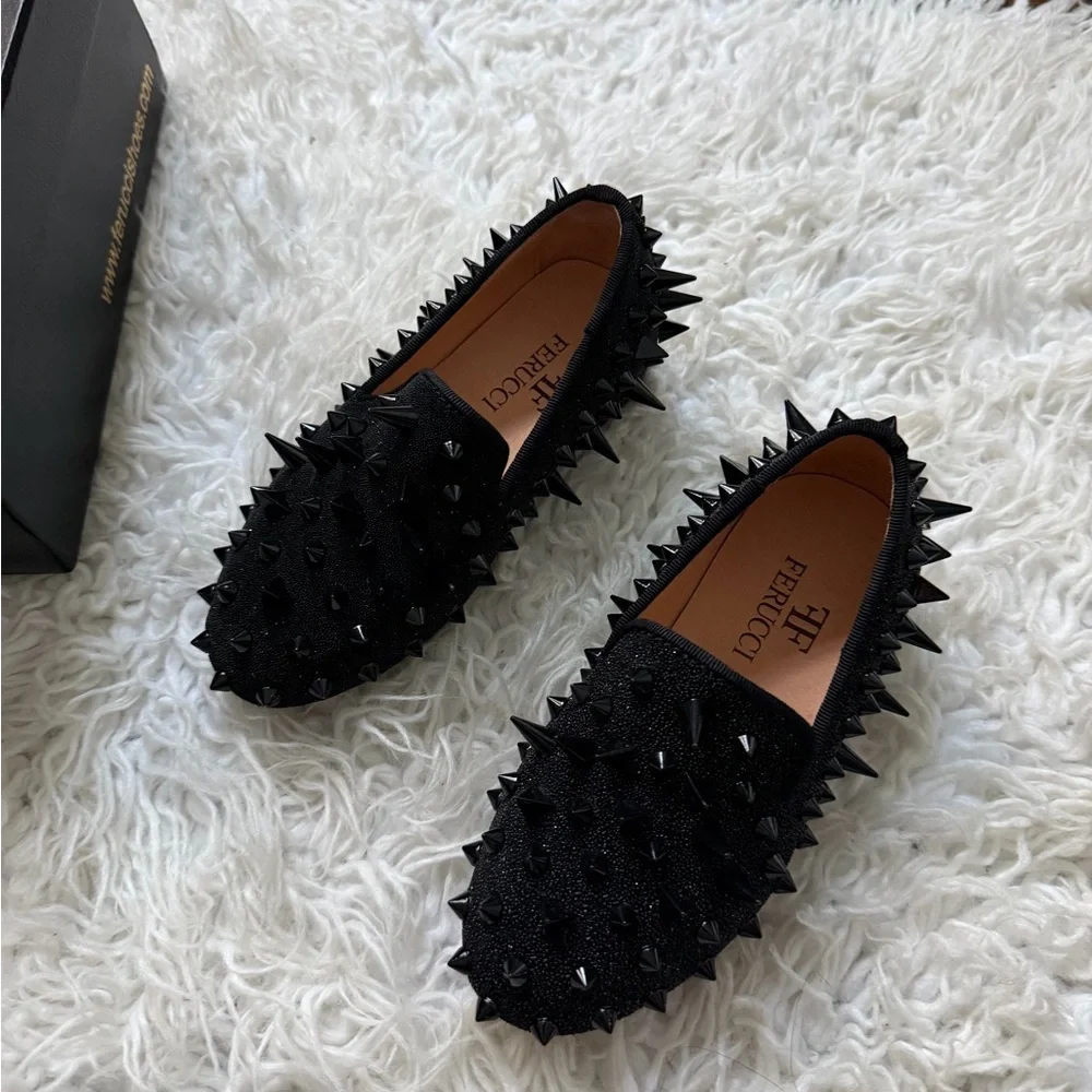 Black Studded Loafers